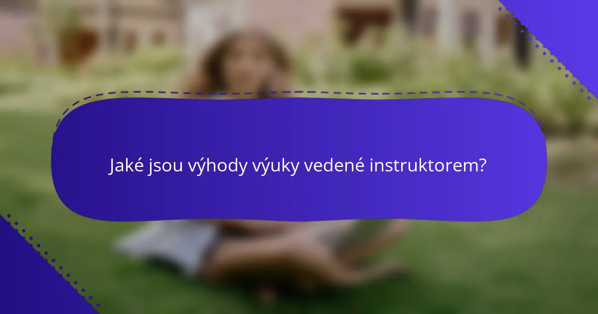 Jaké jsou výhody výuky vedené instruktorem?